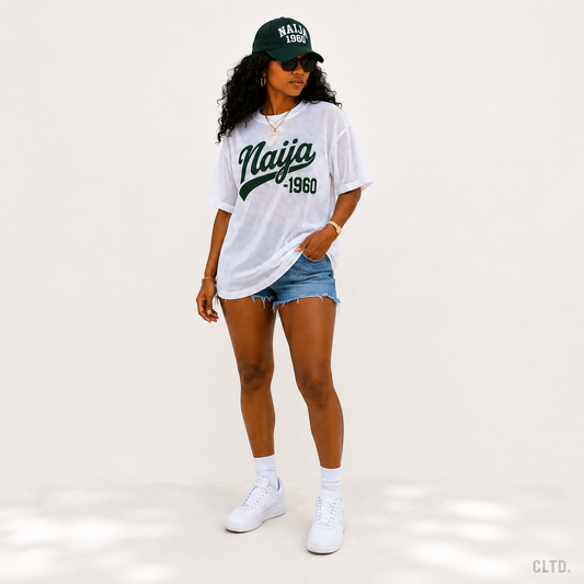 Naija 1960 white mesh jersey – women’s full front view