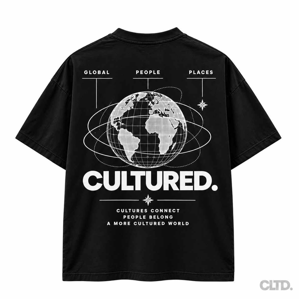 CULTURED. World T-Shirt black back on white