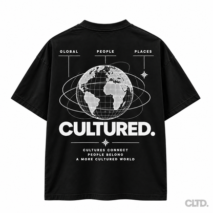 CULTURED. World T-Shirt black back on white