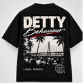 Detty Behaviour Lagos Edition black graphic tee back print