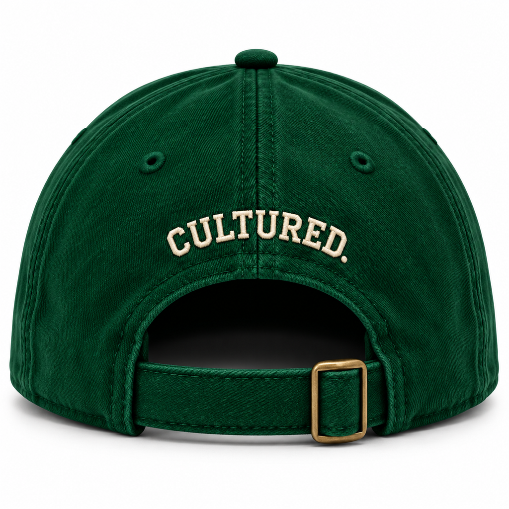 Naija 1960 forest green cap high-resolution back view with CULTURED embroidery
