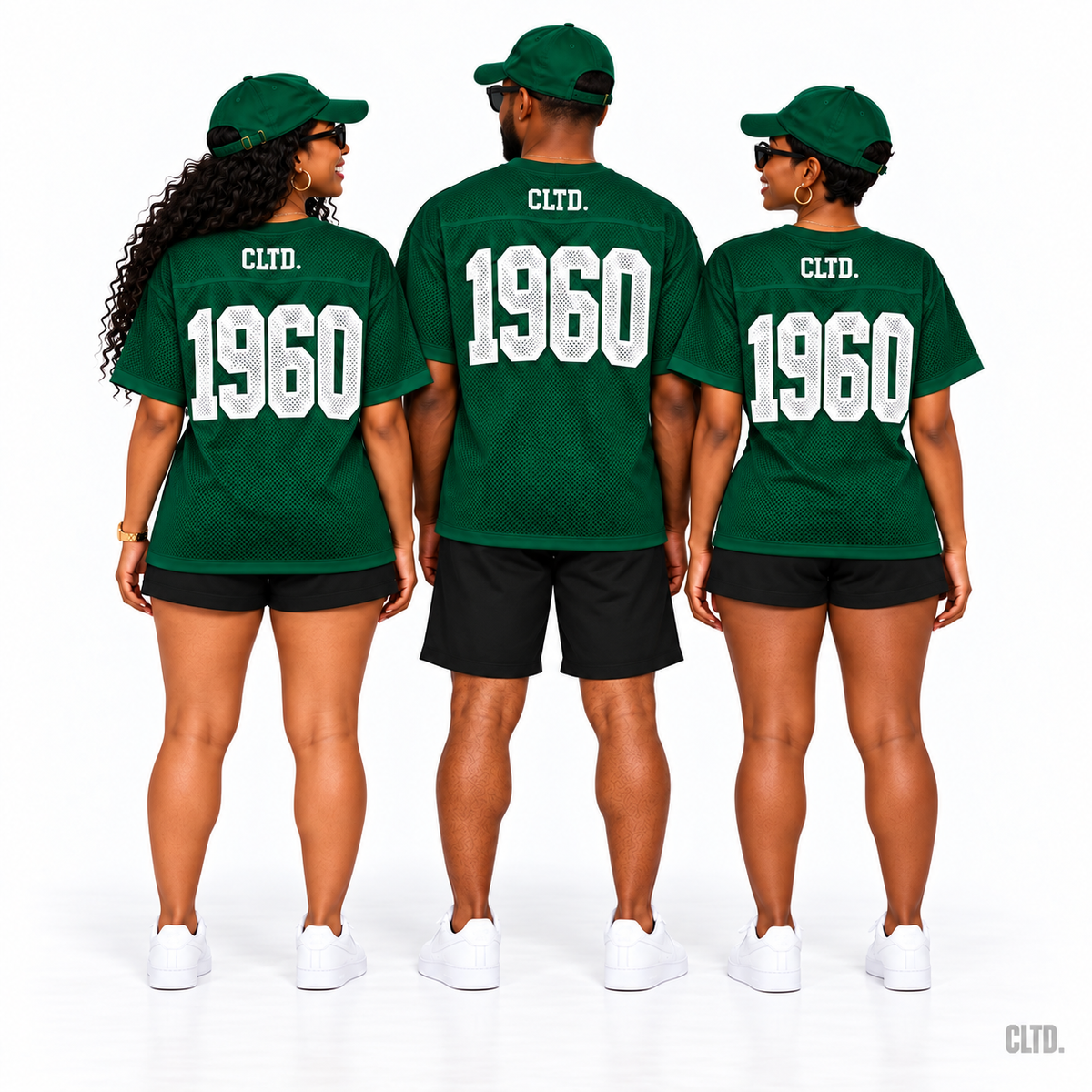 Naija 1960 green mesh jersey back — matching trio in black shorts