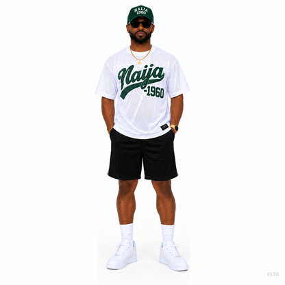 Naija 1960 white mesh male front — visible perforated mesh artwork